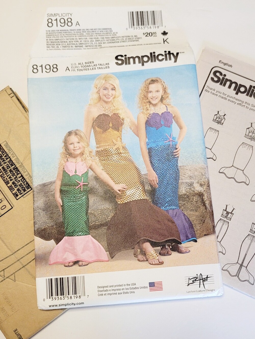 Simplicity 8198 Mermaid Costumes For Adults, Girls & Childs Fun Matching Outfits